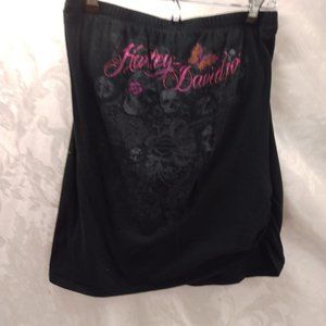 Size Large Harley Davidson Black Skull Pink Metallic Lettering Sleeveless Top